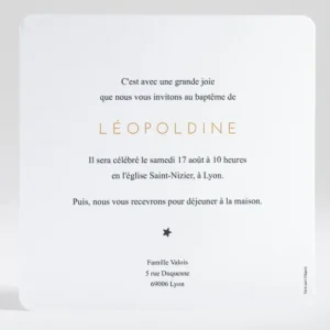 Faire-part de bapteme Etoile doree*Faire-part Elégant Clearance