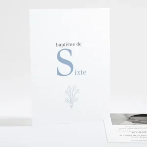 Faire-part de bapteme Initiale bouquet*Faire-part Elégant Outlet