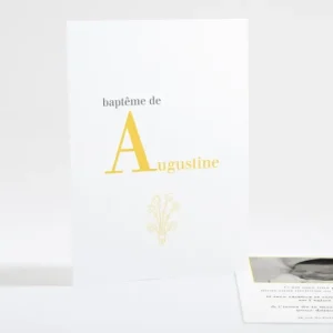 Faire-part de bapteme Initiale bouquet*Faire-part Elégant Outlet