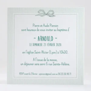 Faire-part de bapteme Joli medaillon noeud*Faire-part Elégant Fashion