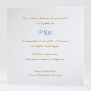 Faire-part de bapteme Medaille*Faire-part Elégant Online