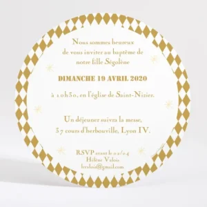 Faire-part de bapteme Medaille de bapteme*Faire-part Elégant New