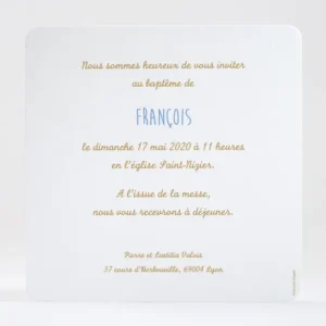Faire-part de bapteme Medaille*Faire-part Elégant Online