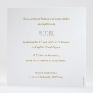 Faire-part de bapteme Medaille*Faire-part Elégant Online