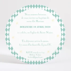 Faire-part de bapteme Medaille de bapteme*Faire-part Elégant New