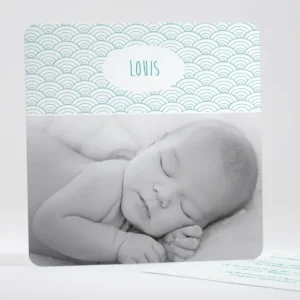 Faire-part de bapteme Pattern vagues*Faire-part Elégant New