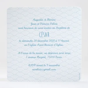 Faire-part de bapteme Pattern vagues*Faire-part Elégant New
