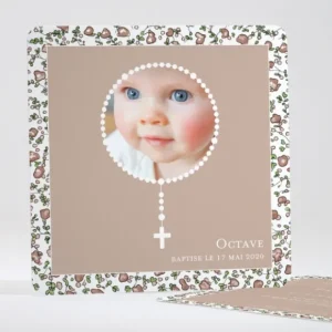 Faire-part de bapteme Petit chapelet liberty*Faire-part Elégant Hot