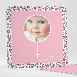 Faire-part de bapteme Petit chapelet liberty*Faire-part Elégant Hot