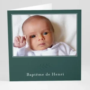 Faire-part de bapteme Petit feuillage*Faire-part Elégant New