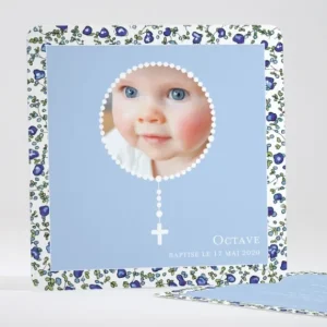 Faire-part de bapteme Petit chapelet liberty*Faire-part Elégant Hot