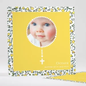 Faire-part de bapteme Petit chapelet liberty*Faire-part Elégant Hot