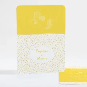 Faire-part de bapteme Petit ange feuillage*Faire-part Elégant Best