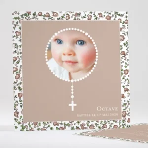 Faire-part de bapteme Petit chapelet liberty*Faire-part Elégant Hot