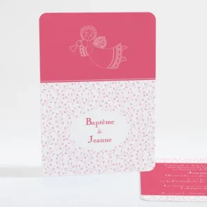 Faire-part de bapteme Petit ange feuillage*Faire-part Elégant Best
