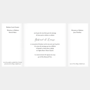 Faire-part de mariage Arlette & albin triptyque*Faire-part Elégant Clearance