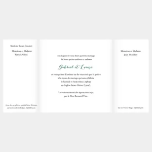 Faire-part de mariage Arlette & albin triptyque*Faire-part Elégant Clearance
