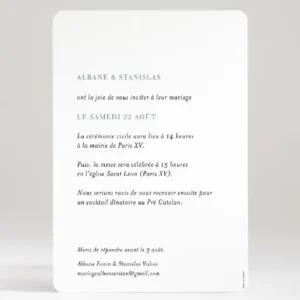 Faire-part de mariage Empreinte*Faire-part Elégant Outlet