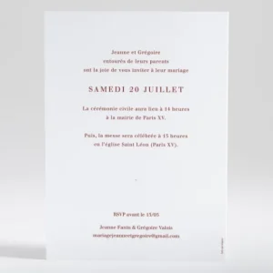 Faire-part de mariage Jardin anglais*Faire-part Elégant Best