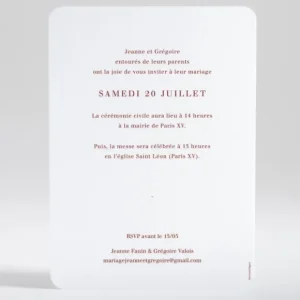 Faire-part de mariage Jardin anglais*Faire-part Elégant Best
