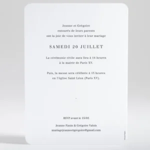Faire-part de mariage Jardin anglais*Faire-part Elégant Best