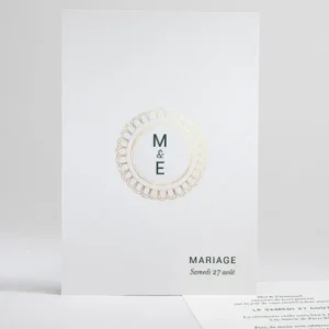 Faire-part de mariage Medaillon en or portrait*Faire-part Elégant New