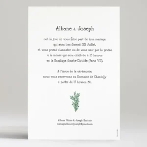Faire-part de mariage Passion vegetale*Faire-part Elégant Outlet