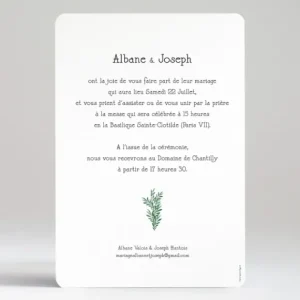 Faire-part de mariage Passion vegetale*Faire-part Elégant Outlet