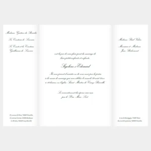 Faire-part de mariage Traditionnel triptyque*Faire-part Elégant Fashion