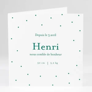 Faire-part de naissance A pois carre*Faire-part Elégant Fashion