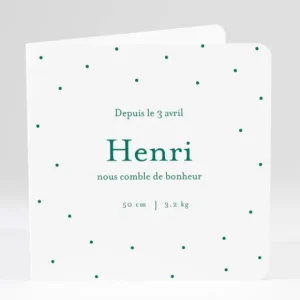 Faire-part de naissance A pois carre*Faire-part Elégant Fashion
