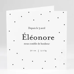 Faire-part de naissance A pois carre*Faire-part Elégant Fashion