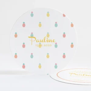 Faire-part de naissance Ananas pastel rond*Faire-part Elégant Outlet