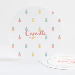 Faire-part de naissance Ananas pastel rond*Faire-part Elégant Outlet
