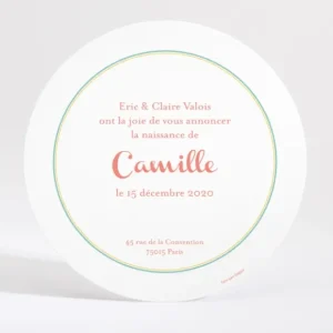 Faire-part de naissance Ananas pastel rond*Faire-part Elégant Outlet