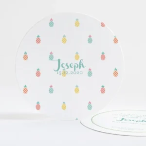 Faire-part de naissance Ananas pastel rond*Faire-part Elégant Outlet