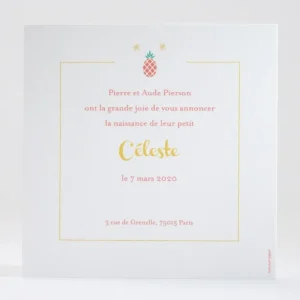 Faire-part de naissance Ananas*Faire-part Elégant Outlet