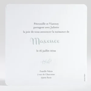 Faire-part de naissance Artisanal*Faire-part Elégant Best