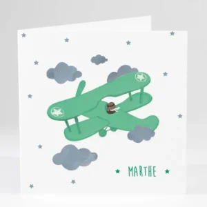 Faire-part de naissance Avion d'antan livret*Faire-part Elégant Discount