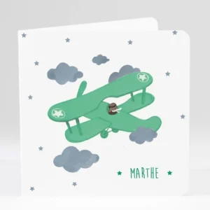 Faire-part de naissance Avion d'antan livret*Faire-part Elégant Discount