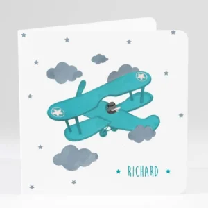 Faire-part de naissance Avion d'antan livret*Faire-part Elégant Discount