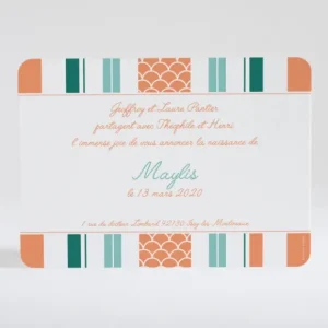 Faire-part de naissance Bayadere tendance*Faire-part Elégant Best