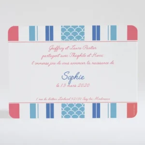 Faire-part de naissance Bayadere tendance*Faire-part Elégant Best