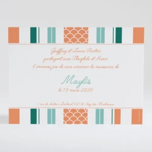 Faire-part de naissance Bayadere tendance*Faire-part Elégant Best