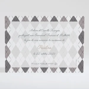 Faire-part de naissance Beau patchwork losanges*Faire-part Elégant Clearance