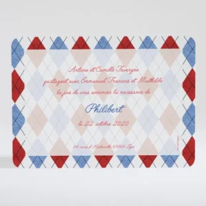 Faire-part de naissance Beau patchwork losanges*Faire-part Elégant Clearance