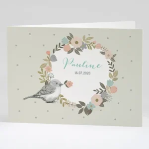 Faire-part de naissance Bird and flowers*Faire-part Elégant Best