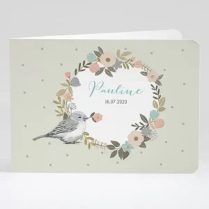 Faire-part de naissance Bird and flowers*Faire-part Elégant Best