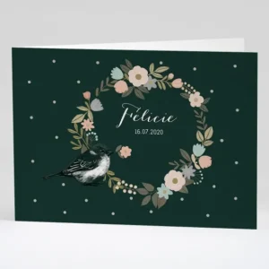 Faire-part de naissance Bird and flowers*Faire-part Elégant Best