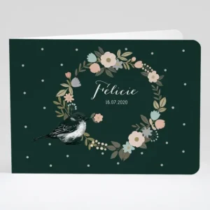 Faire-part de naissance Bird and flowers*Faire-part Elégant Best